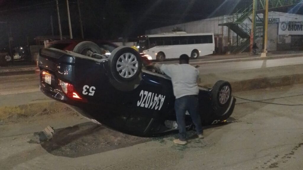 Impactante Volcadura de Taxista en la Entrada de Matamoros