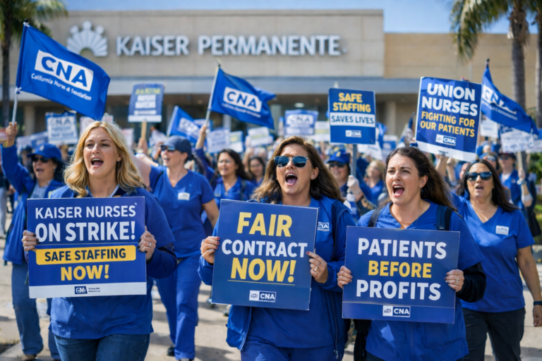 Empleados de farmacias y laboratorios se unen a la huelga de Kaiser
