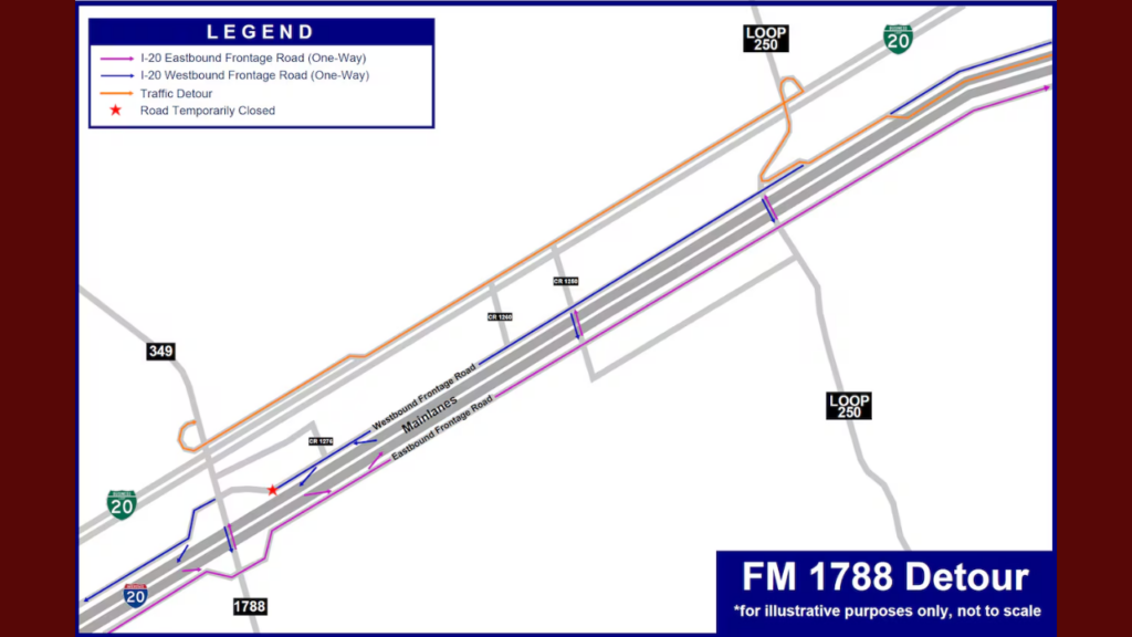 Cierre de Carreteras en IH-20 Odessa: Mantenimiento de TxDOT hasta Marzo