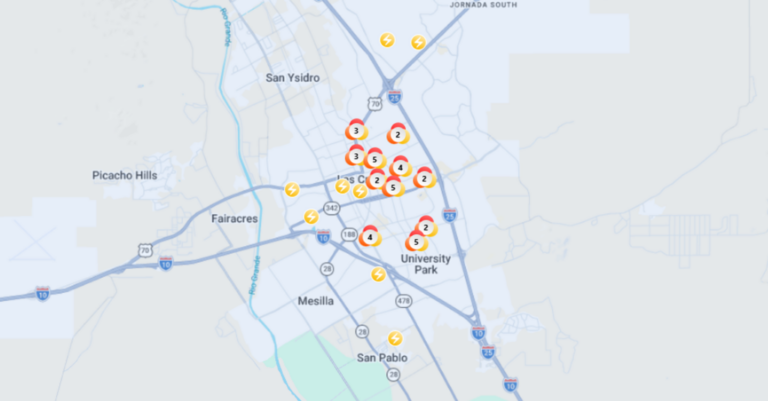 Cortes de energía dejan a más de 10,000 personas sin luz en Las Cruces; servicio eléctrico regresará a la 1:45 p.m.