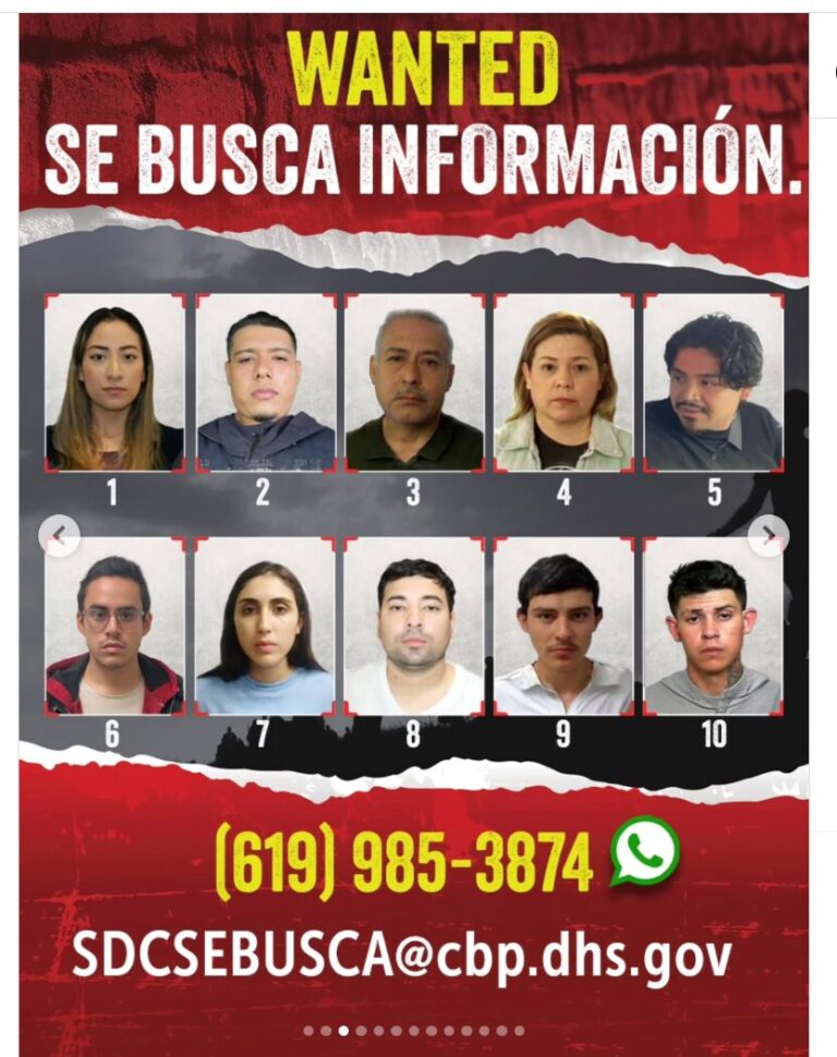 Revelan rostros de 10 presuntos traficantes de personas buscados en la frontera Tijuana-San Diego