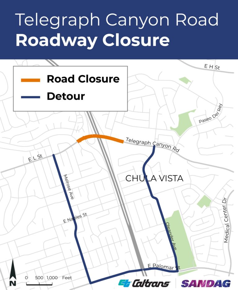 Caltrans anuncia cierres nocturnos en Telegraph Canyon Road por obras en el corredor I-805