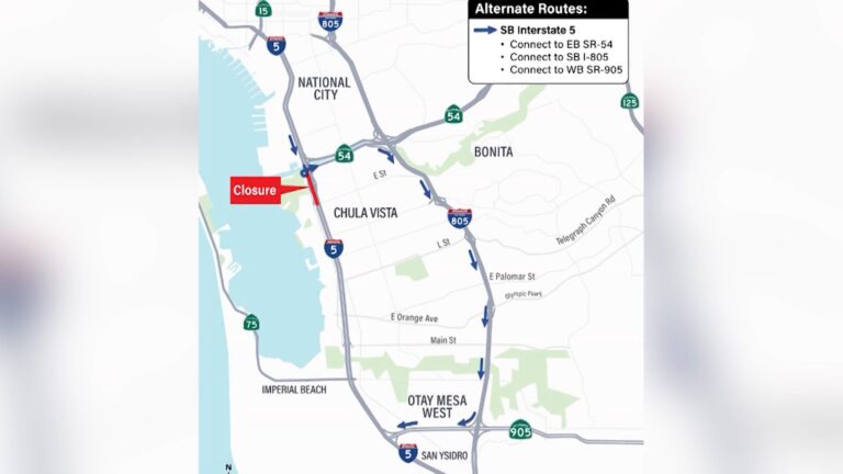 Cierre nocturno en la I-5 sur por trabajos de Caltrans