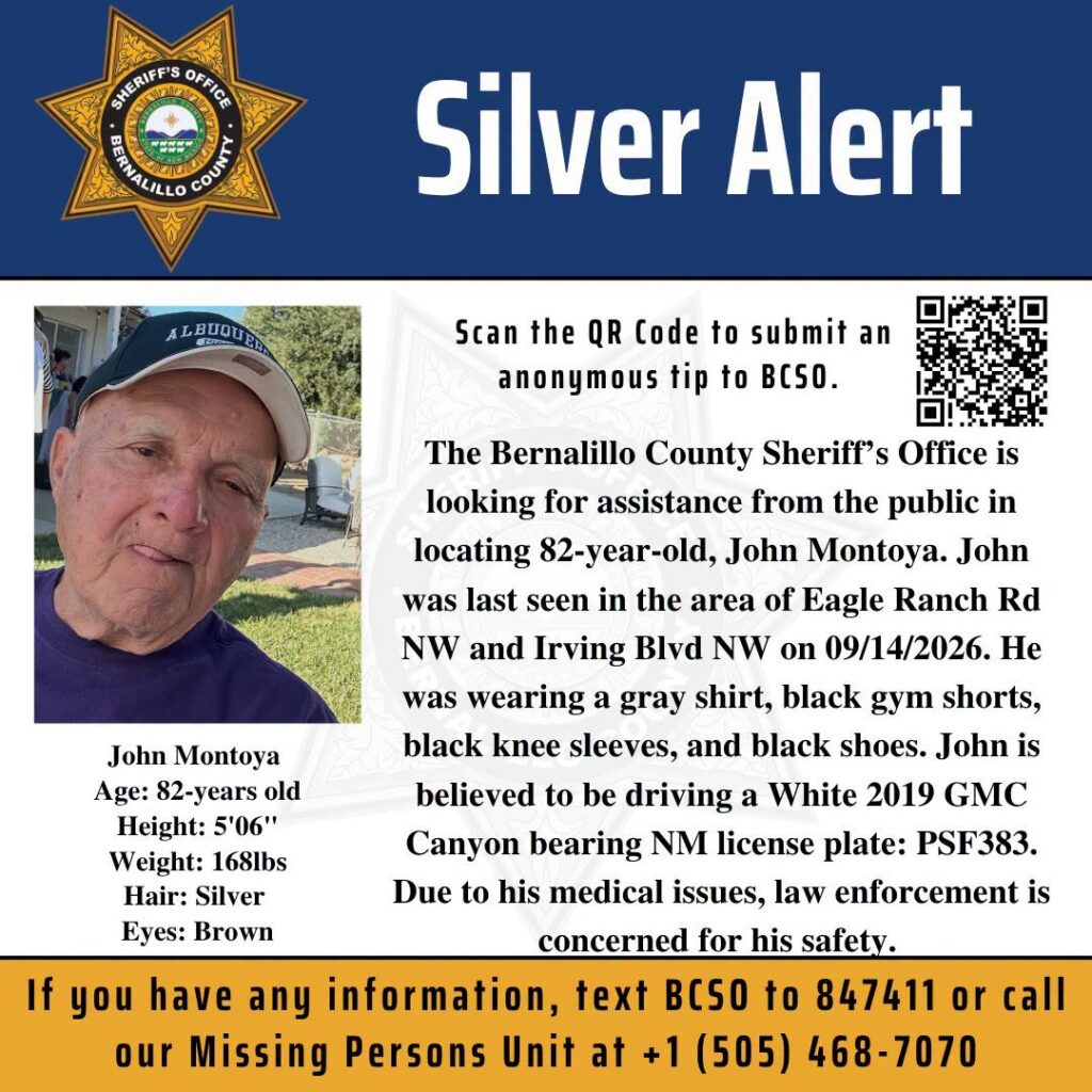 Emiten Alerta Plateada por hombre de 82 años desaparecido en Albuquerque